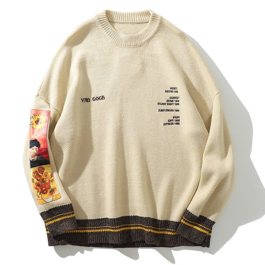 Apricot Knitted Sweater Van Gogh Streetwear Brand Techwear Combat Tactical YUGEN THEORY