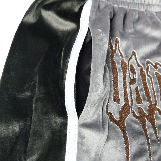 Gold Velvet Shorts Embroidery Letter Streetwear Brand Techwear Combat Tactical YUGEN THEORY