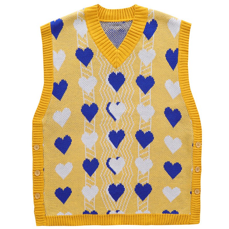 Heart Knit Sweater Vest Side Buttons Streetwear Brand Techwear Combat Tactical YUGEN THEORY