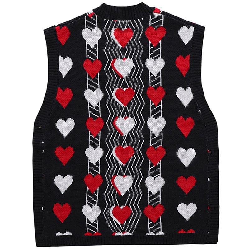 Heart Knit Sweater Vest Side Buttons Streetwear Brand Techwear Combat Tactical YUGEN THEORY