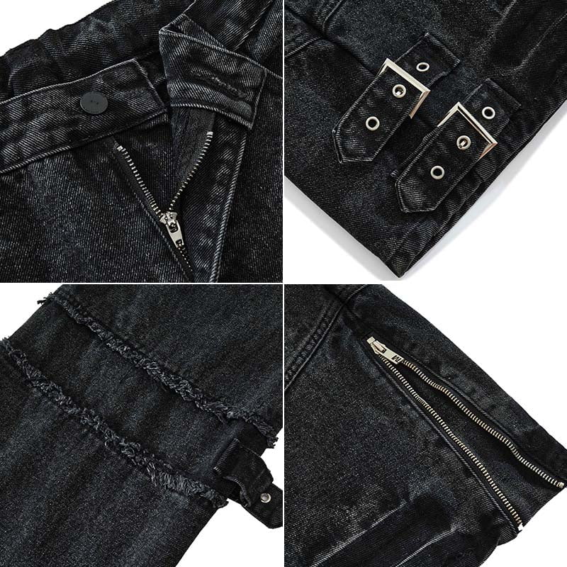 High Street Jeans Buckle Zipper Bottom Streetwear Brand Techwear Combat Tactical YUGEN THEORY