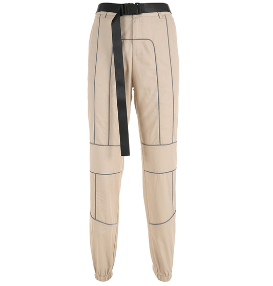 High Waist Reflective Strip Cargo Pants Streetwear Brand Techwear Combat Tactical YUGEN THEORY