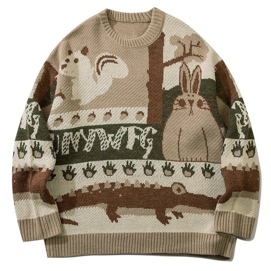 Jacquard Sweater Cute Animal Streetwear Brand Techwear Combat Tactical YUGEN THEORY