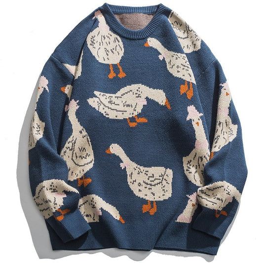Knitted Sweater Full Goose Print Streetwear Brand Techwear Combat Tactical YUGEN THEORY