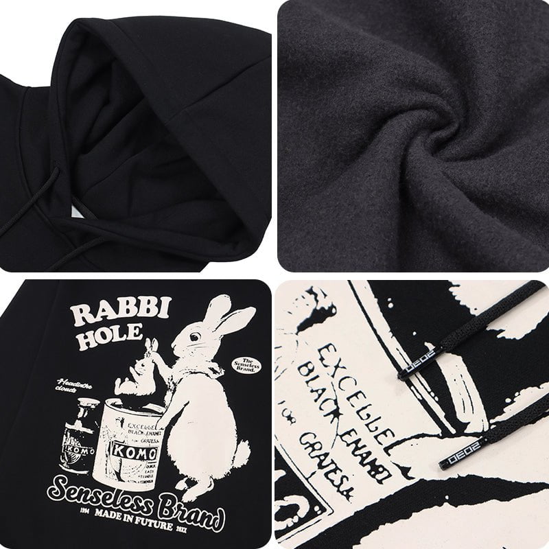 Oversize Fleece Hoodie Rabbit Hole Streetwear Brand Techwear Combat Tactical YUGEN THEORY