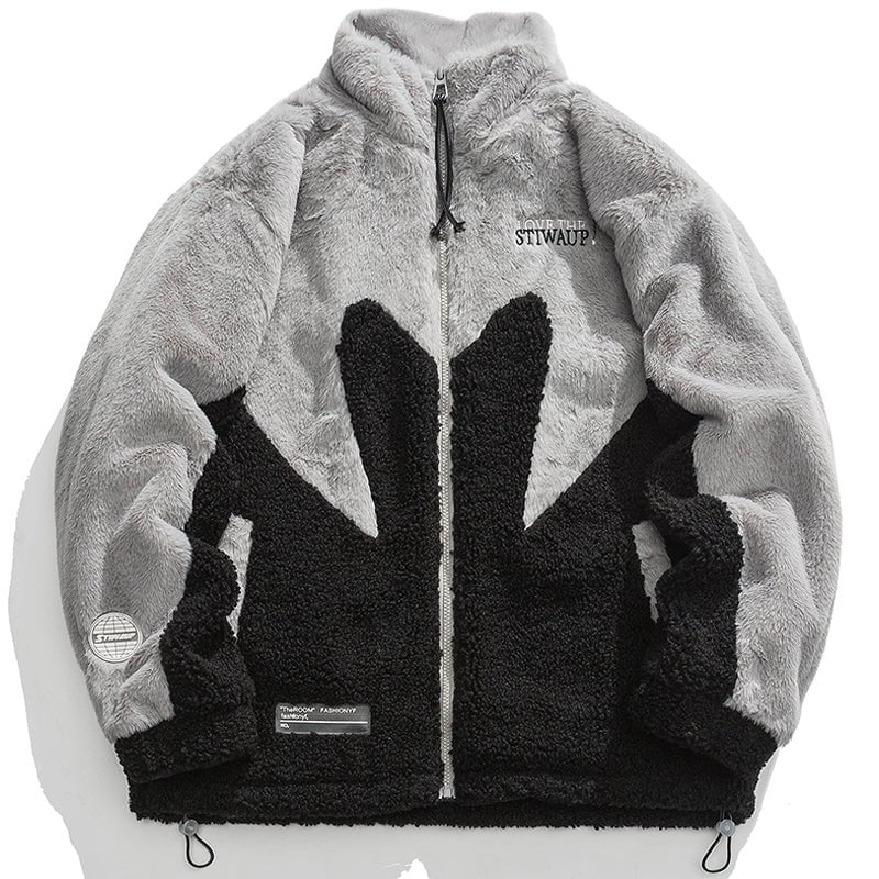 Plush Winter Coat Color Block Patchwork Streetwear Brand Techwear Combat Tactical YUGEN THEORY