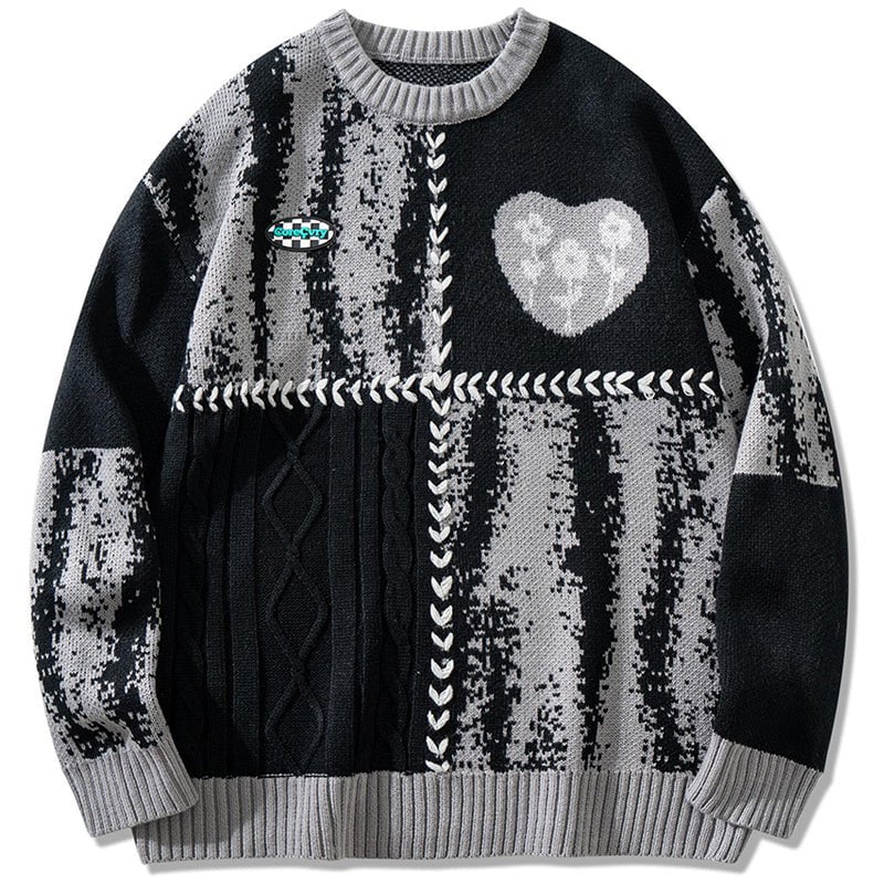 Tie Dye Sweater Heart Patchwork Streetwear Brand Techwear Combat Tactical YUGEN THEORY