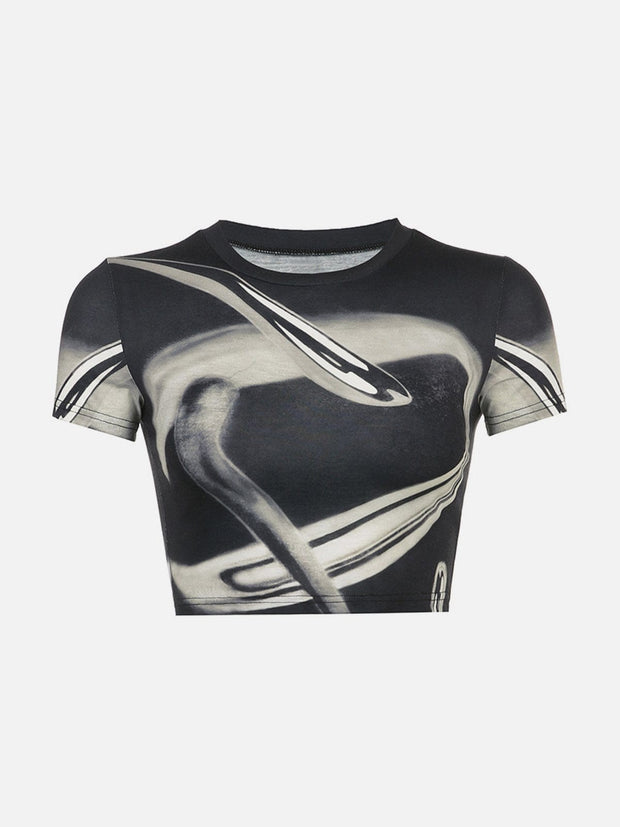 Abstract Droplet Print T Shirt Streetwear Brand Techwear Combat Tactical YUGEN THEORY