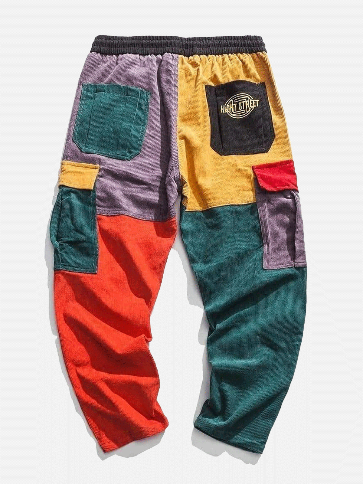 AE "Back to 90's" Patchwork Color Block Corduroy Pants Streetwear Brand Techwear Combat Tactical YUGEN THEORY