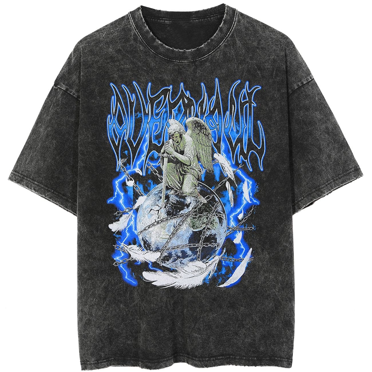 Angel Crushes The Lock Earth Cotton Washed Graphic Tee Streetwear Brand Techwear Combat Tactical YUGEN THEORY