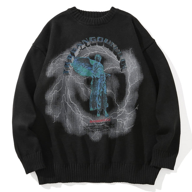 Angel Lightning Print Sweater Streetwear Brand Techwear Combat Tactical YUGEN THEORY