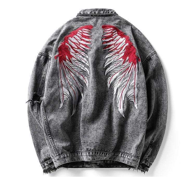 Angel Wings Denim Jacket Streetwear Brand Techwear Combat Tactical YUGEN THEORY