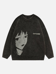 Anime Girl Print Pullover Sweater Streetwear Brand Techwear Combat Tactical YUGEN THEORY
