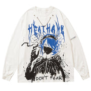 Anime Masked Smoking Girl Print Chain Sweatshirt Streetwear Brand Techwear Combat Tactical YUGEN THEORY