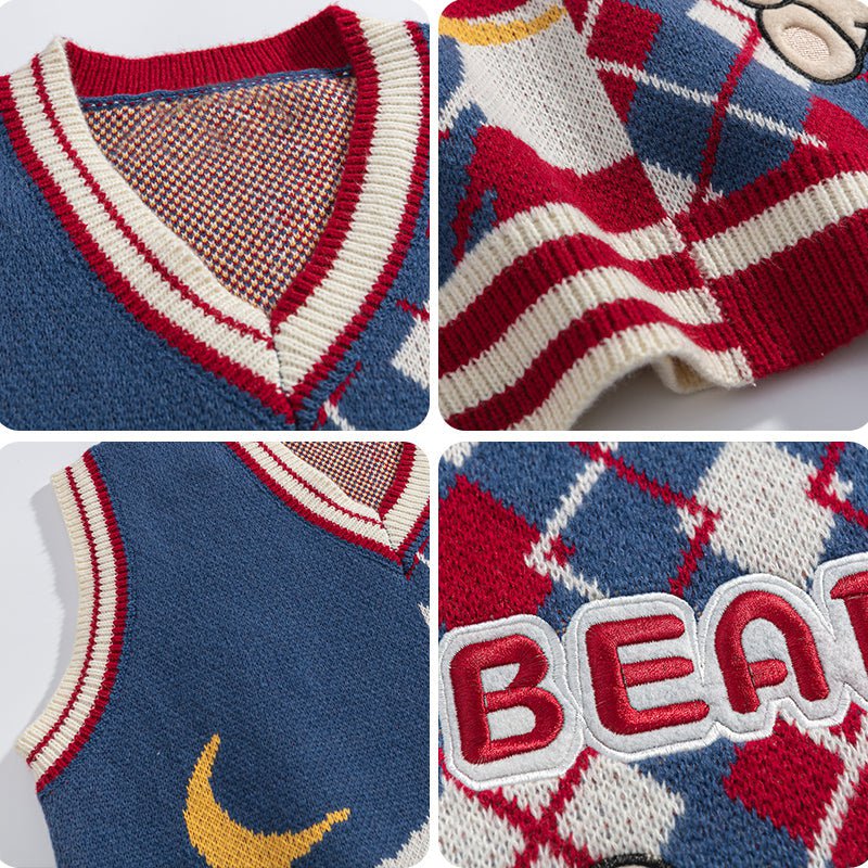 Argyle Knit Sweater Vest Bear Streetwear Brand Techwear Combat Tactical YUGEN THEORY