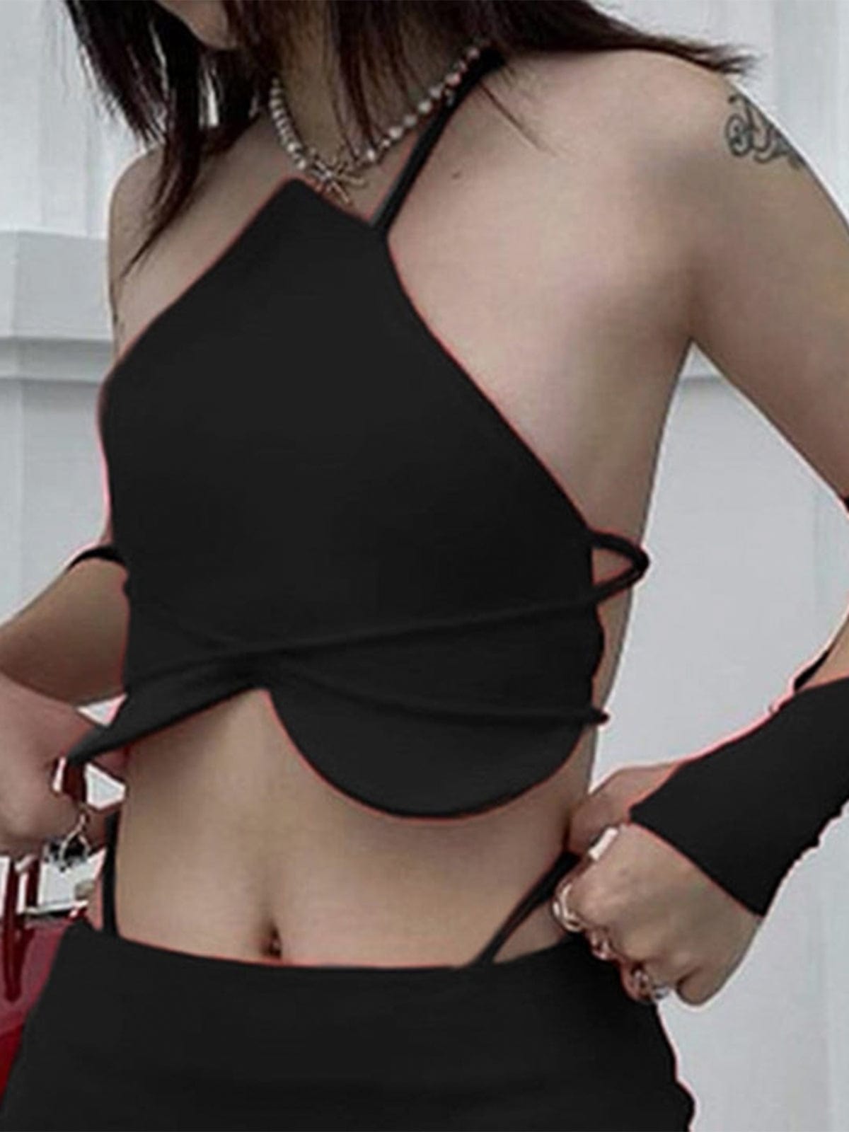 Asymmetric Lace-up Sleeve Vest Streetwear Brand Techwear Combat Tactical YUGEN THEORY