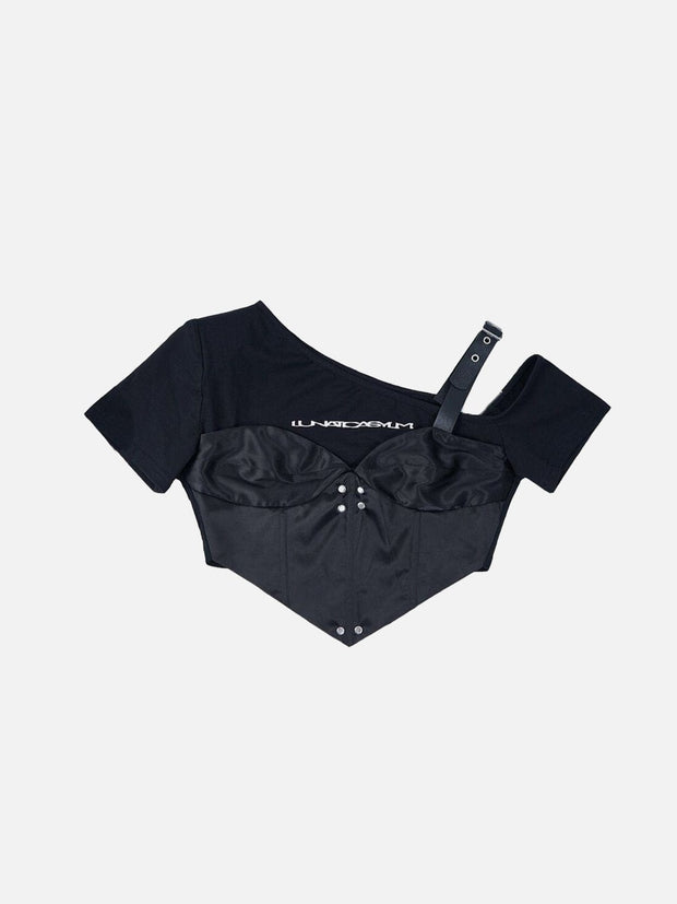 Asymmetrical Patchwork Short Sleeve Shirts Streetwear Brand Techwear Combat Tactical YUGEN THEORY
