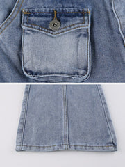 Asymmetrical Pockets Washed Jeans Streetwear Brand Techwear Combat Tactical YUGEN THEORY