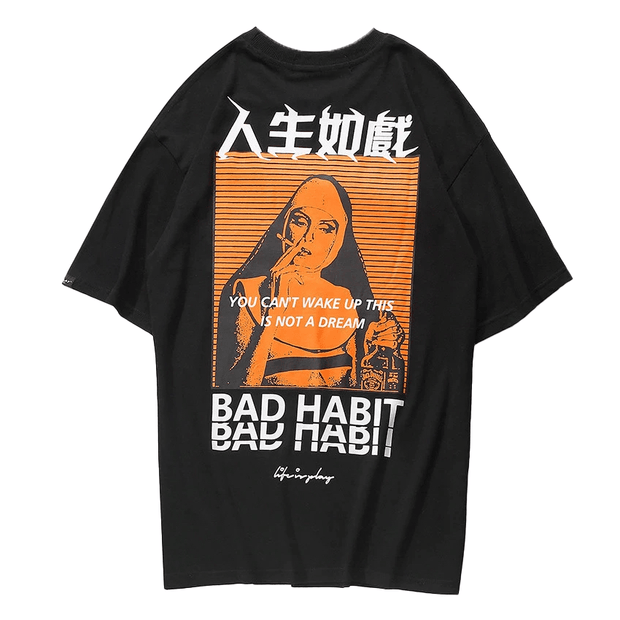 Bad Habit Graphic T-Shirt Streetwear Brand Techwear Combat Tactical YUGEN THEORY