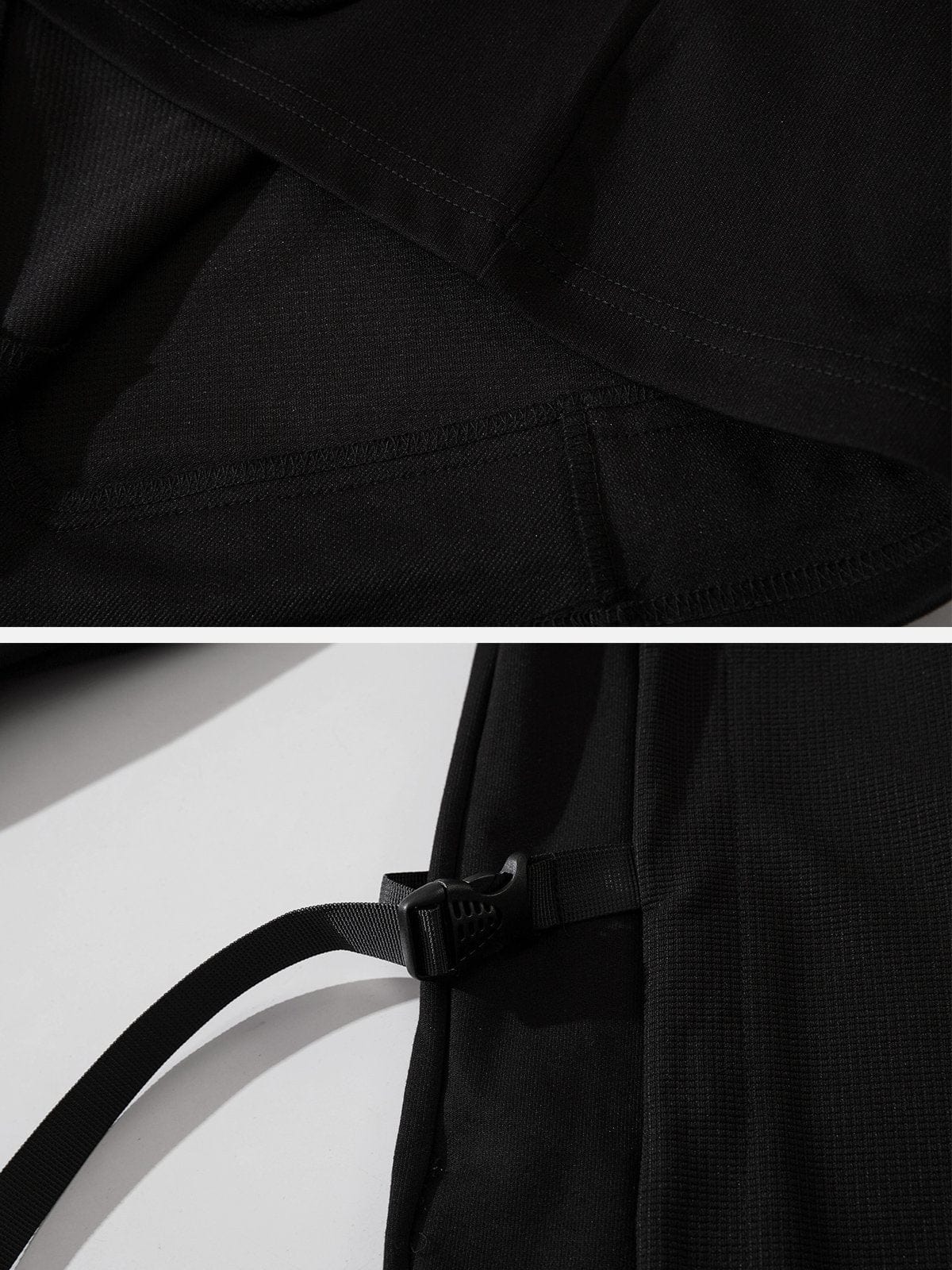 Bag Buckles Patchwork Sleeve Sweatshirt Streetwear Brand Techwear Combat Tactical YUGEN THEORY
