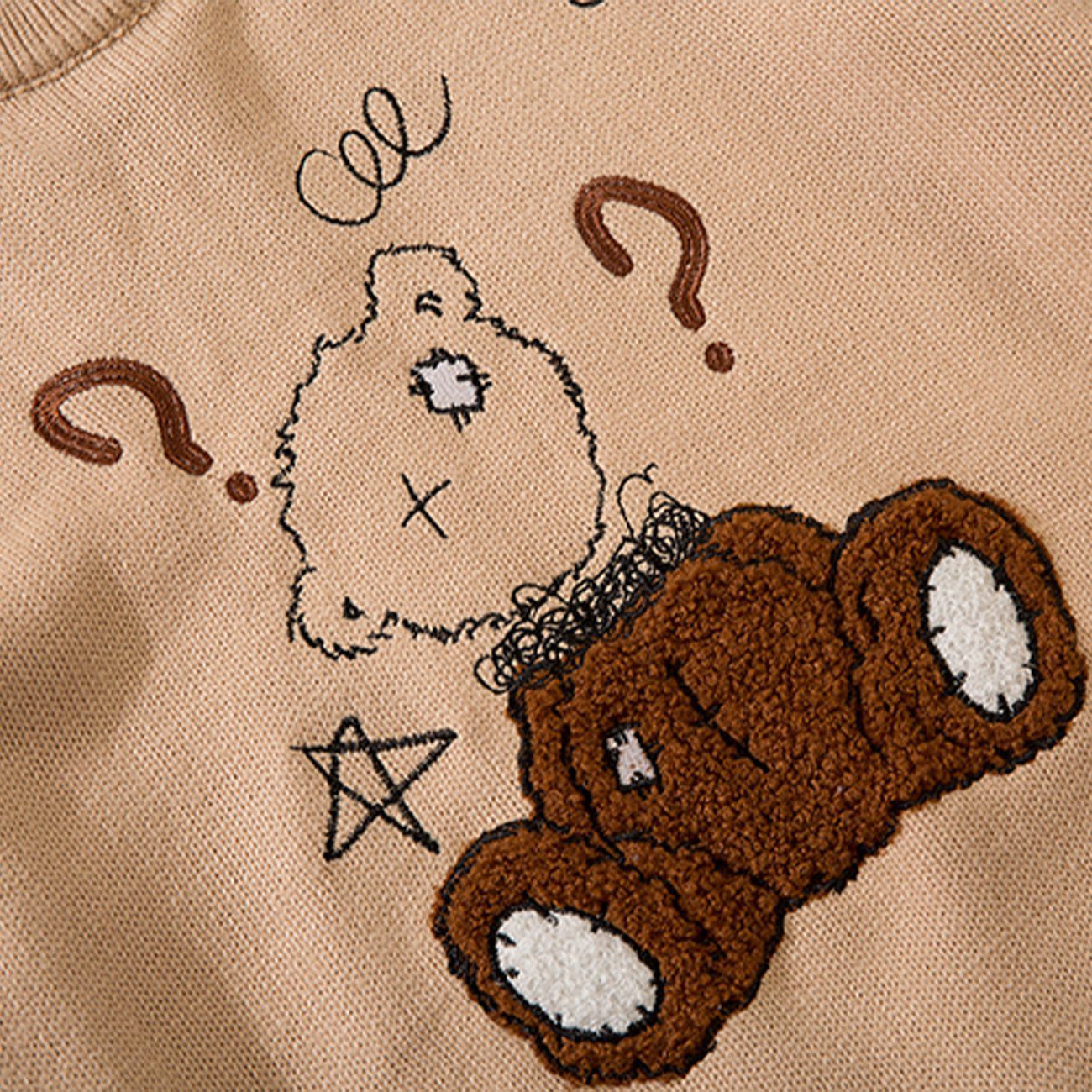 Bear Embroidery Knit Sweater Streetwear Brand Techwear Combat Tactical YUGEN THEORY