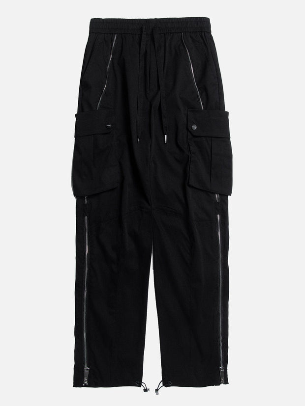 Big Pocket Long Zip Up Cargo Pants Streetwear Brand Techwear Combat Tactical YUGEN THEORY