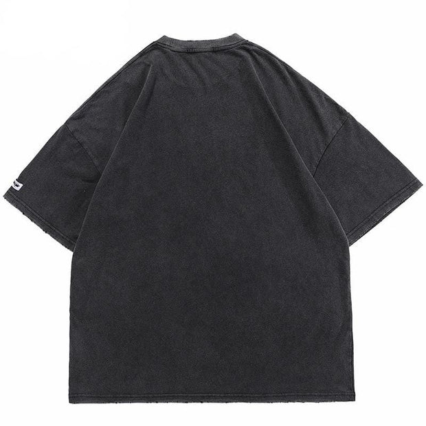 BLACK AIR Destruction Washed Cotton Oversize T-Shirt Streetwear Brand Techwear Combat Tactical YUGEN THEORY