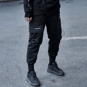 Black Drawstring Pockets Cargo Pants Streetwear Brand Techwear Combat Tactical YUGEN THEORY