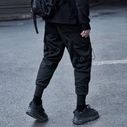 Black Drawstring Pockets Cargo Pants Streetwear Brand Techwear Combat Tactical YUGEN THEORY