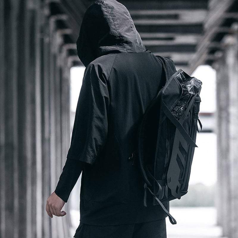 Black Hooded T-Shirt Streetwear Brand Techwear Combat Tactical YUGEN THEORY