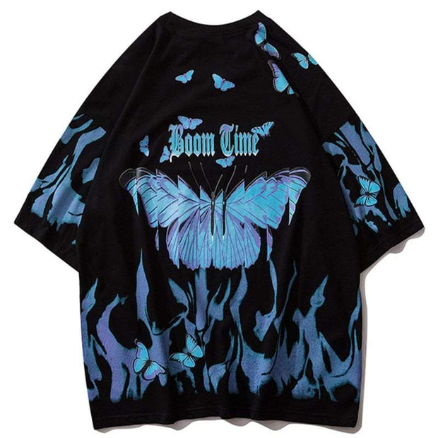Blue Butterfly T-Shirt Streetwear Brand Techwear Combat Tactical YUGEN THEORY