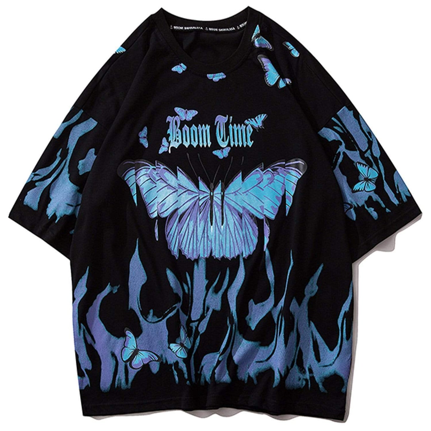 Blue Flame Butterfly T-Shirt Streetwear Brand Techwear Combat Tactical YUGEN THEORY