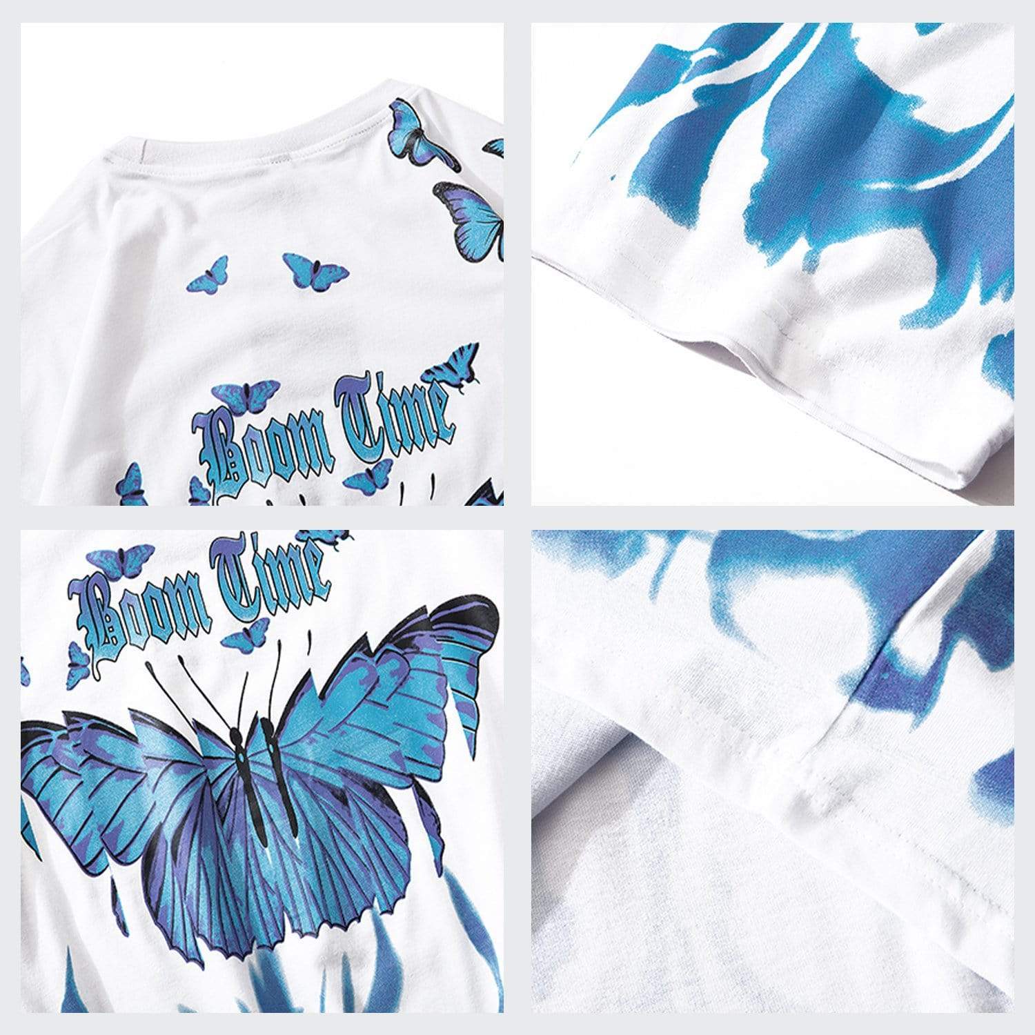 Blue Flame Butterfly T-Shirt Streetwear Brand Techwear Combat Tactical YUGEN THEORY