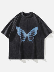 Bone Butterfly Washed Graphic Tee Streetwear Brand Techwear Combat Tactical YUGEN THEORY