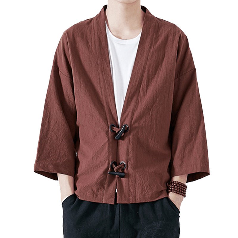 Brown Toggle Kimono Cardigan Streetwear Brand Techwear Combat Tactical YUGEN THEORY
