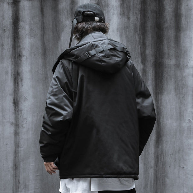 Buckle Transparent Bag Hooded Winter Coat Streetwear Brand Techwear Combat Tactical YUGEN THEORY