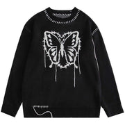 Butterfly Pattern Knitted Sweater Streetwear Brand Techwear Combat Tactical YUGEN THEORY