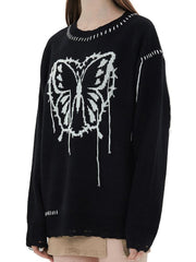 Butterfly Pattern Knitted Sweater Streetwear Brand Techwear Combat Tactical YUGEN THEORY