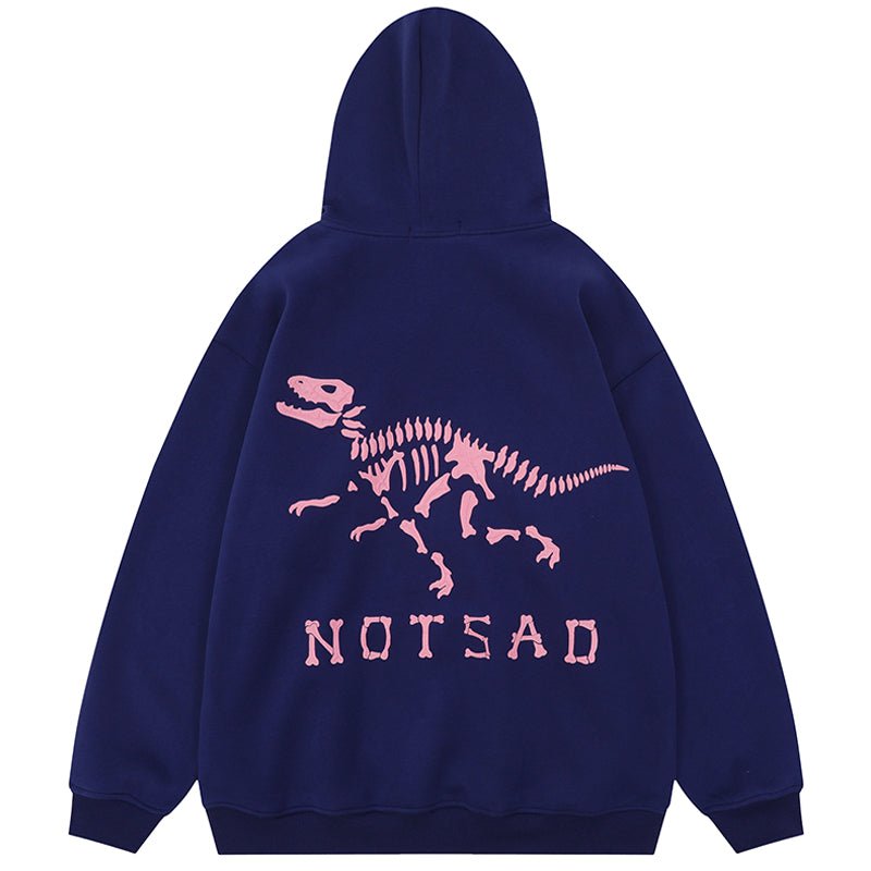 Casual Fleece Hoodie Dinosaur Skeleton Streetwear Brand Techwear Combat Tactical YUGEN THEORY