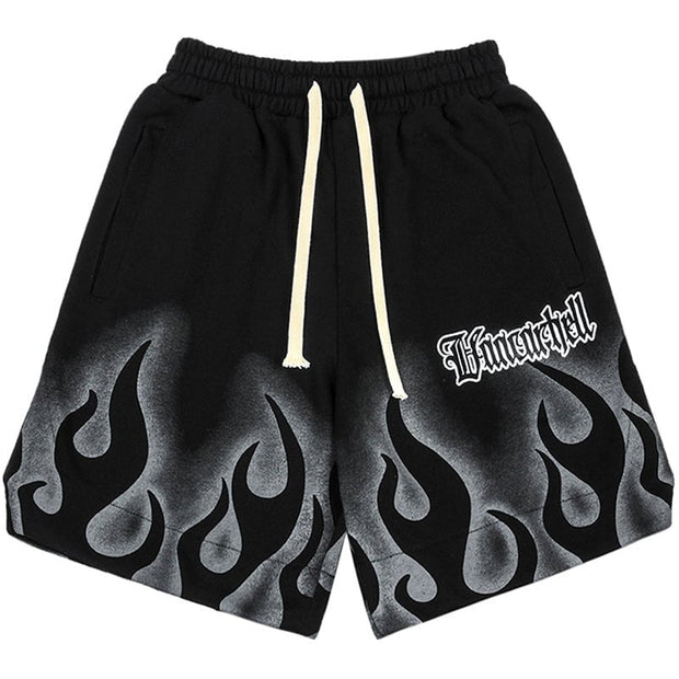 Casual Shorts Flame Print Streetwear Brand Techwear Combat Tactical YUGEN THEORY