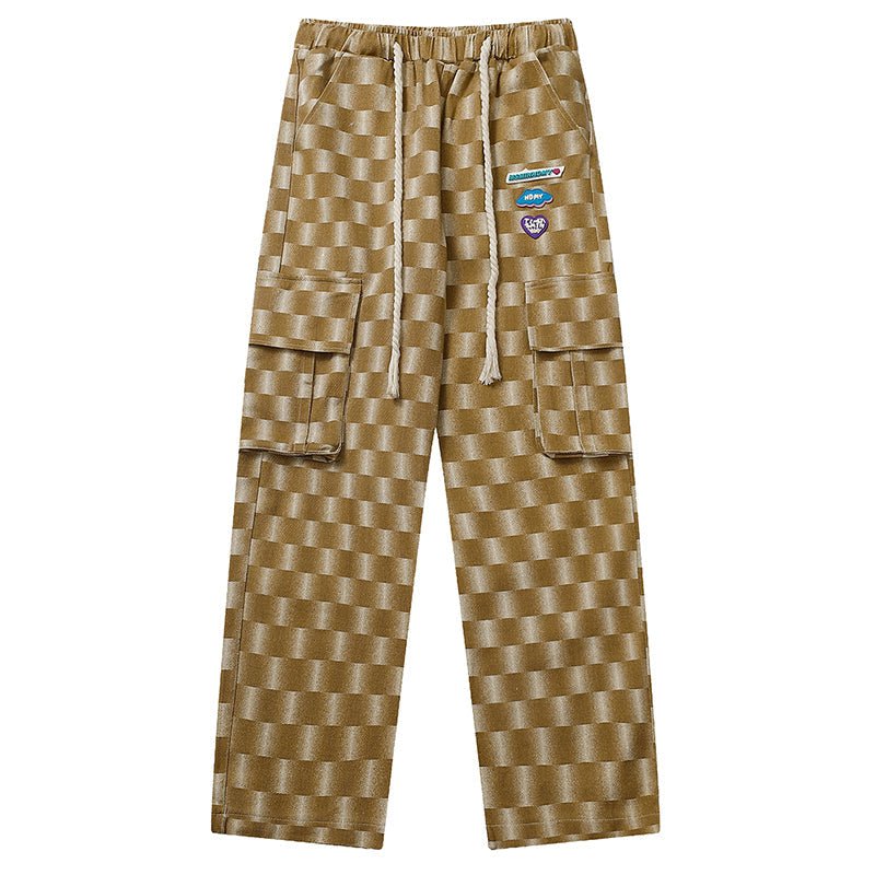 Casual Straight Cargo Pants Checkerboard Streetwear Brand Techwear Combat Tactical YUGEN THEORY