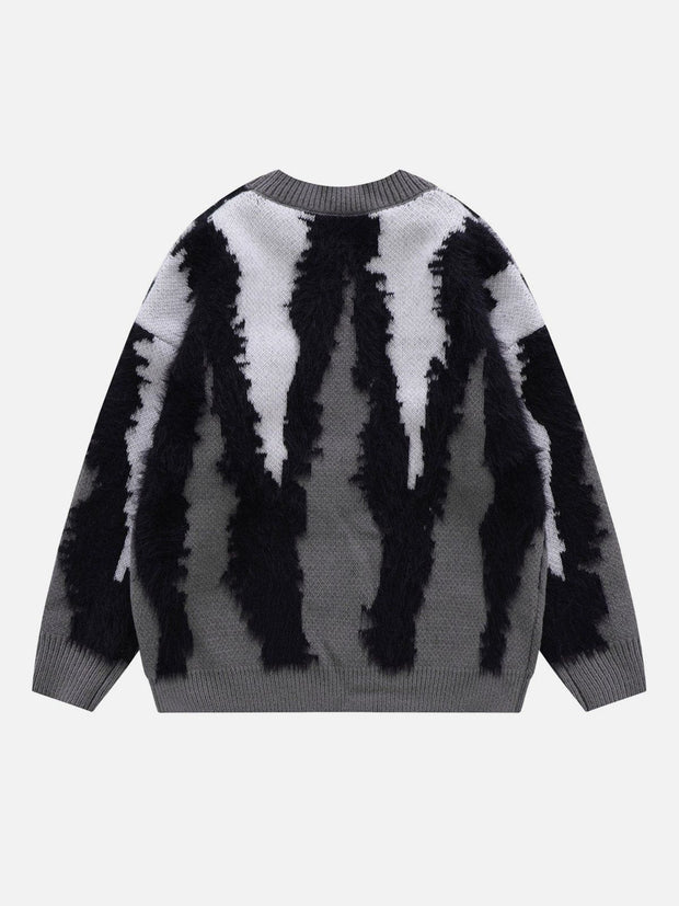 "CATCASE“ Print Contrast Plush Streetwear Sweater Streetwear Brand Techwear Combat Tactical YUGEN THEORY