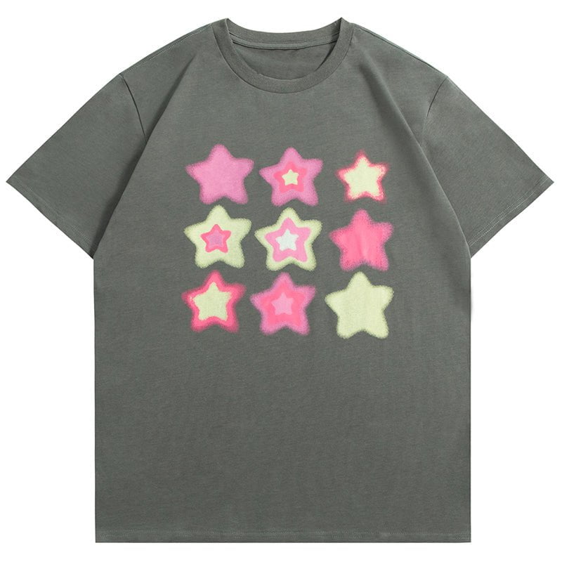 Causal T-shirt Colorful Stars Streetwear Brand Techwear Combat Tactical YUGEN THEORY