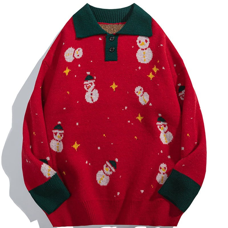 Christmas Sweater Full Cute Snowman Streetwear Brand Techwear Combat Tactical YUGEN THEORY