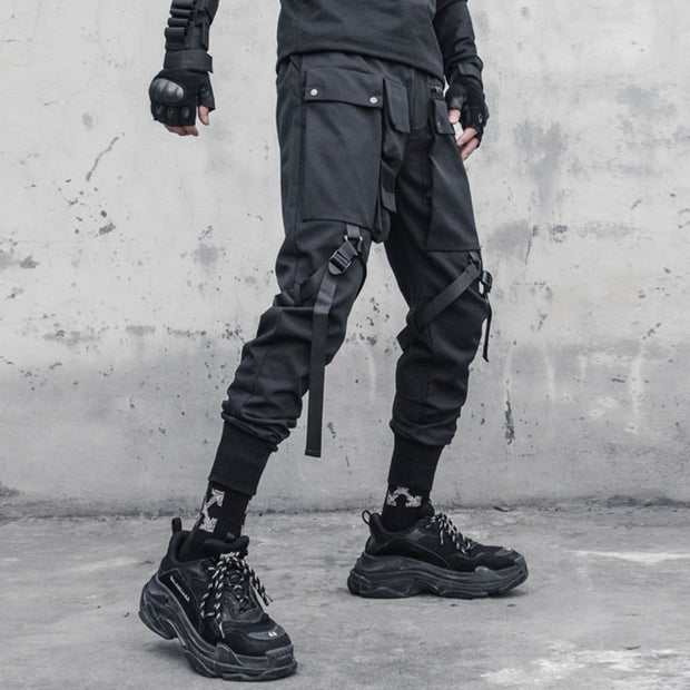 Combat Irregular Ribbons Multi Pockets Cargo Pants Streetwear Brand Techwear Combat Tactical YUGEN THEORY