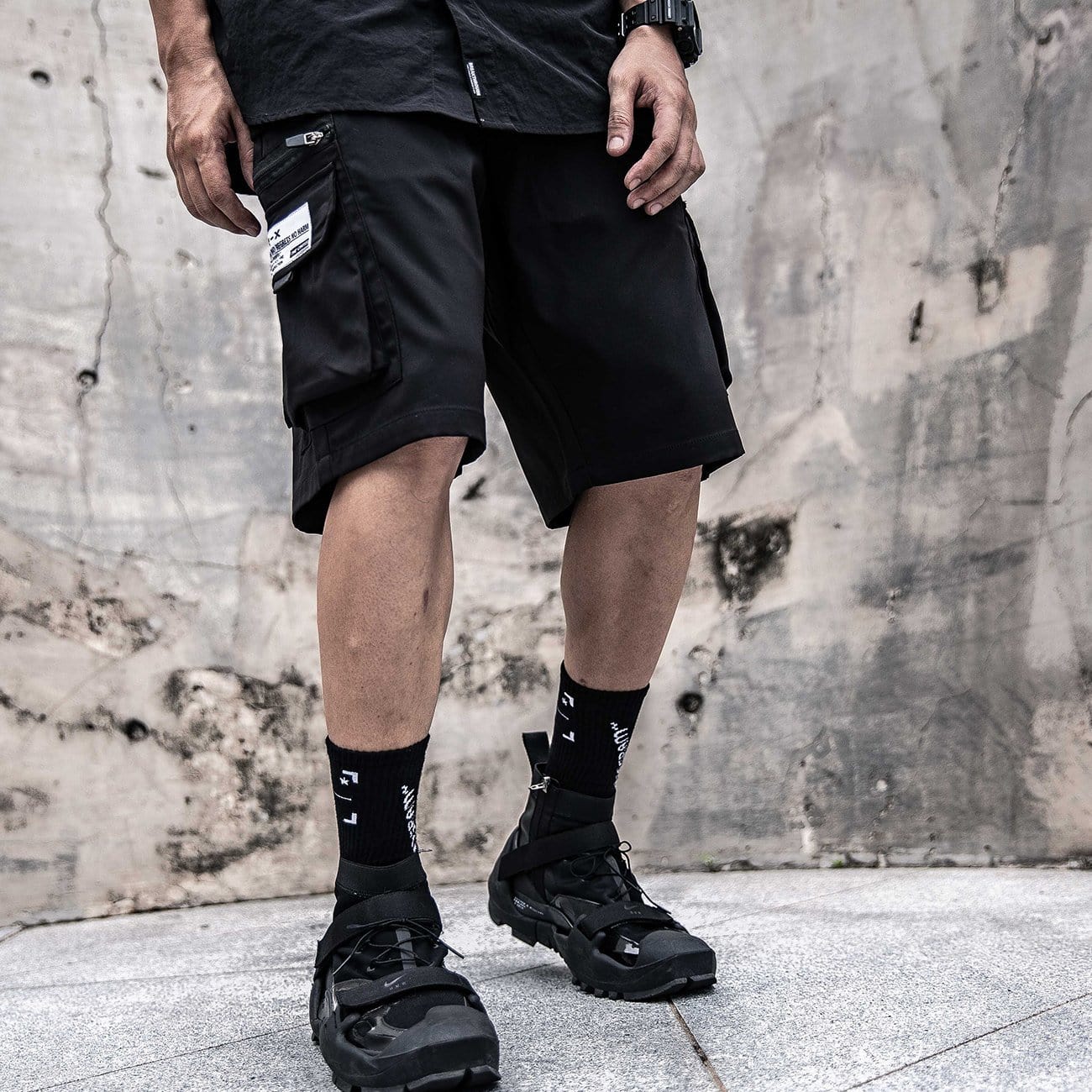 Combat Letter Print Multi Pockets Nylon Shorts Streetwear Brand Techwear Combat Tactical YUGEN THEORY