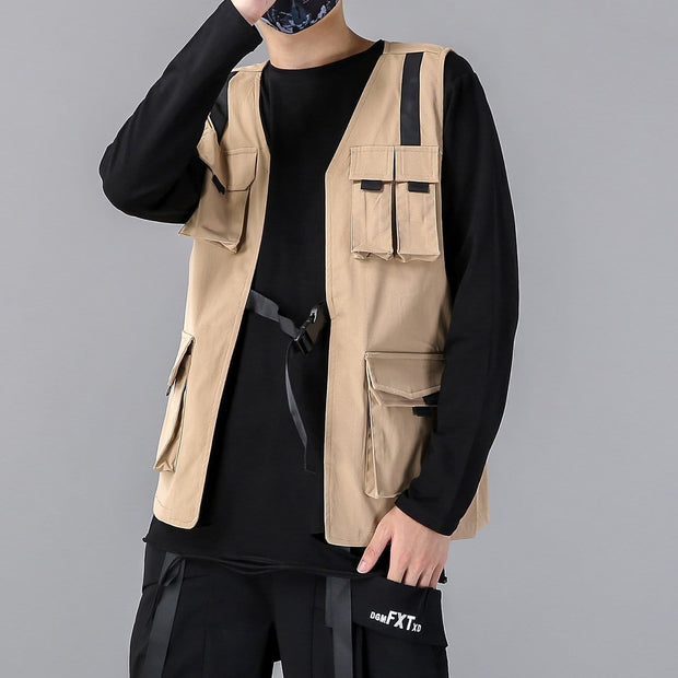 Combat Multi-pocket Cardigan Vest Streetwear Brand Techwear Combat Tactical YUGEN THEORY