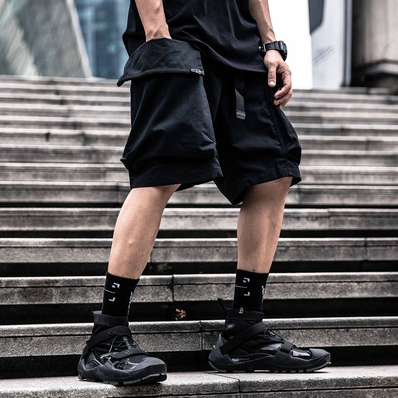 Combat Patchwork Pockets Nylon Shorts Streetwear Brand Techwear Combat Tactical YUGEN THEORY