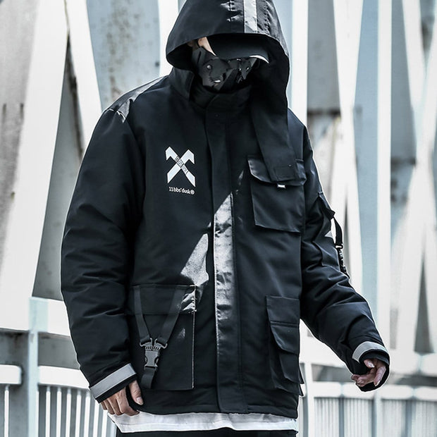 Combat Reflective Strip Winter Coat Streetwear Brand Techwear Combat Tactical YUGEN THEORY