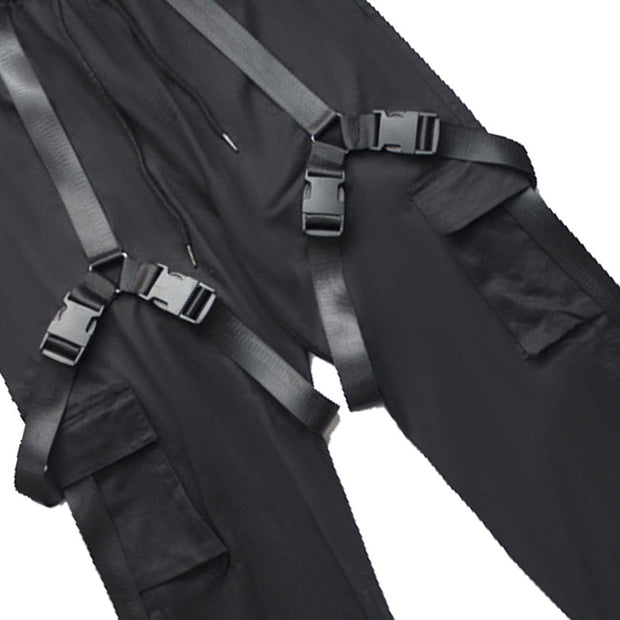 Combat Techwear Ribbons Buckle Cargo Pants Streetwear Brand Techwear Combat Tactical YUGEN THEORY
